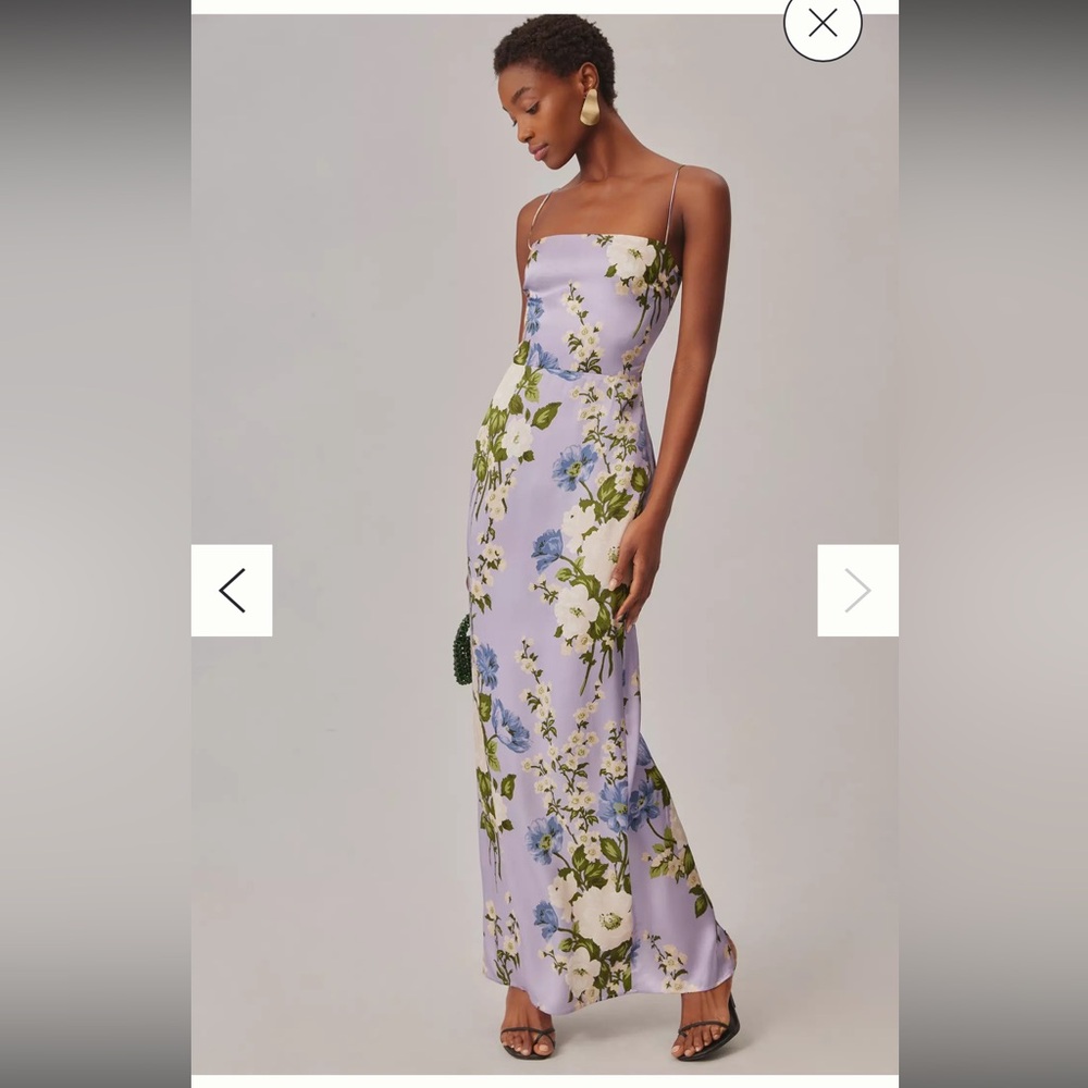 Reformation Lilac Floral Strapless Slip Dress